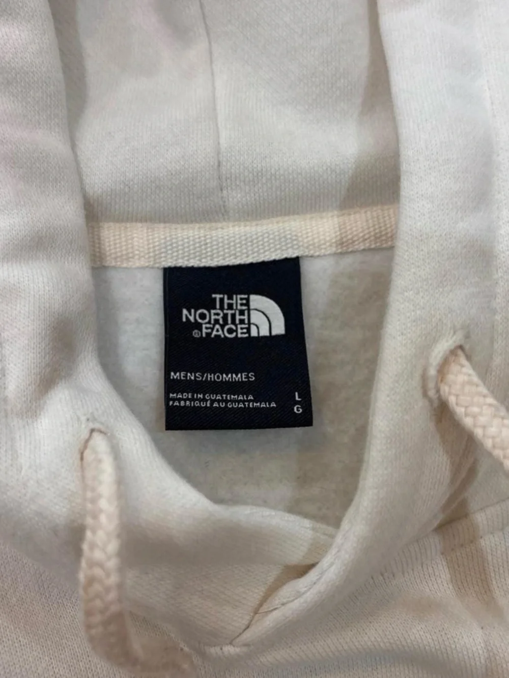 The North Face Off-White Pullover Hoodie. Men’s Size L. CALL-OUT. SMALL STAIN.